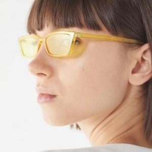 NWT Urban Outfitters Gigi Yellow Slim Rectangle Sunglasses Summer Shades Skinny